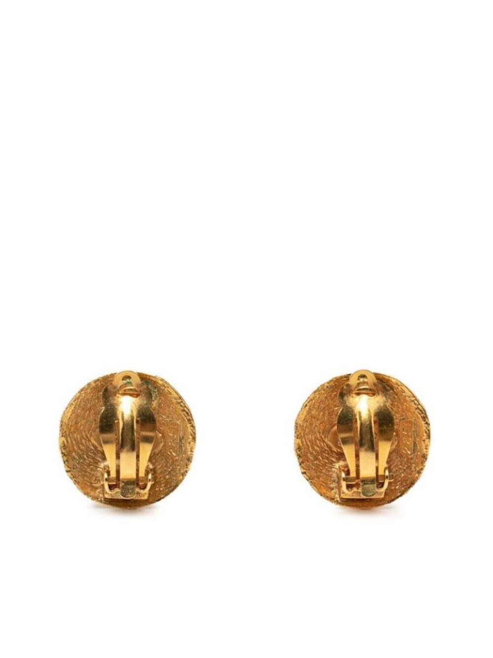 Chanel CC Logo Vintage Round Earrings Gold Plated - Picture 2 of 3